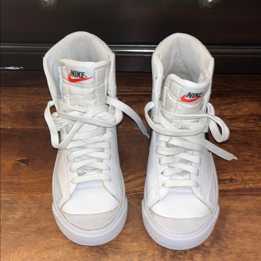 Nike White and Red High-Top Sneakers